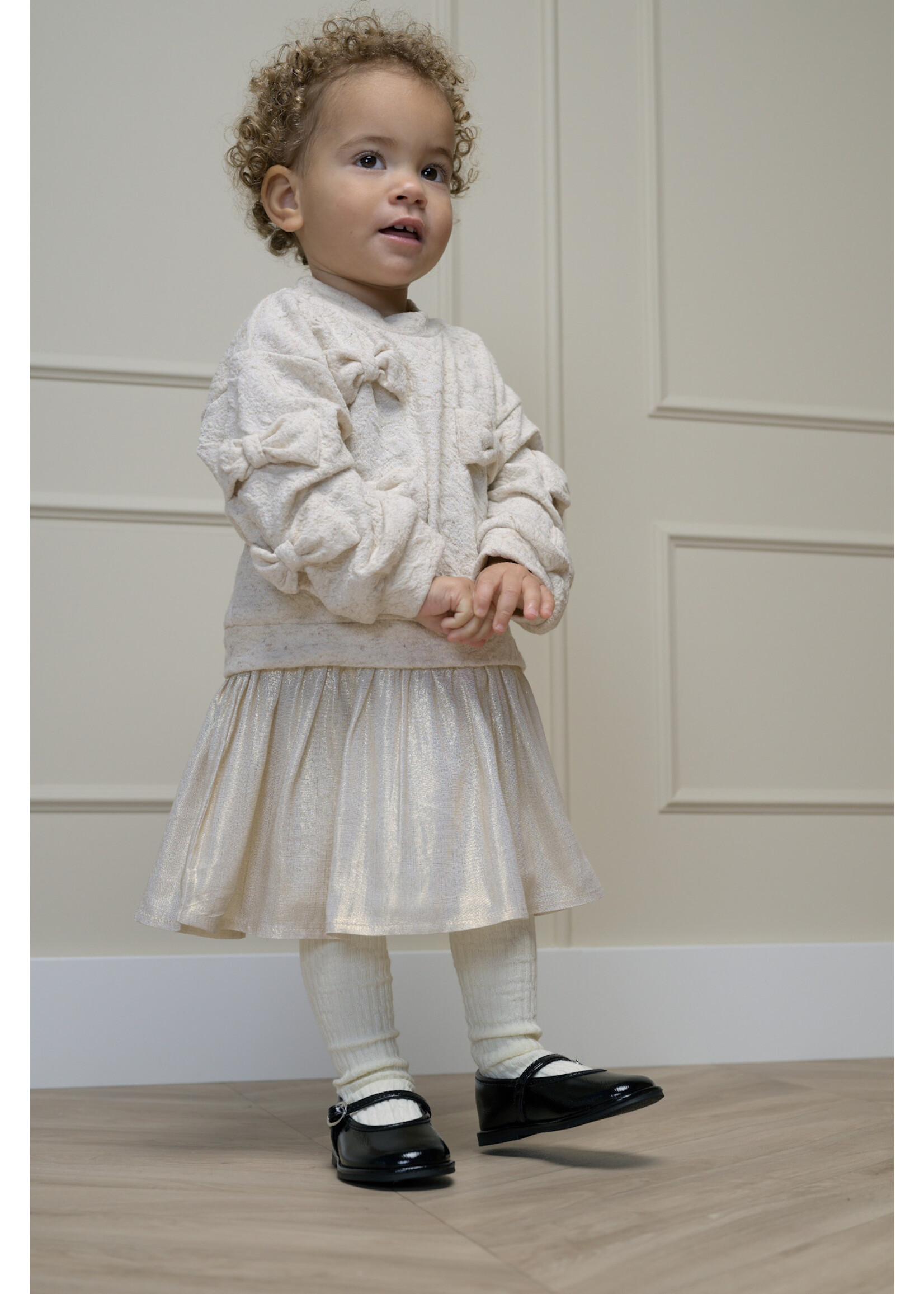 Le Chic Le Chic SABY bows & bows combi dress C608-7810 Beige Melee