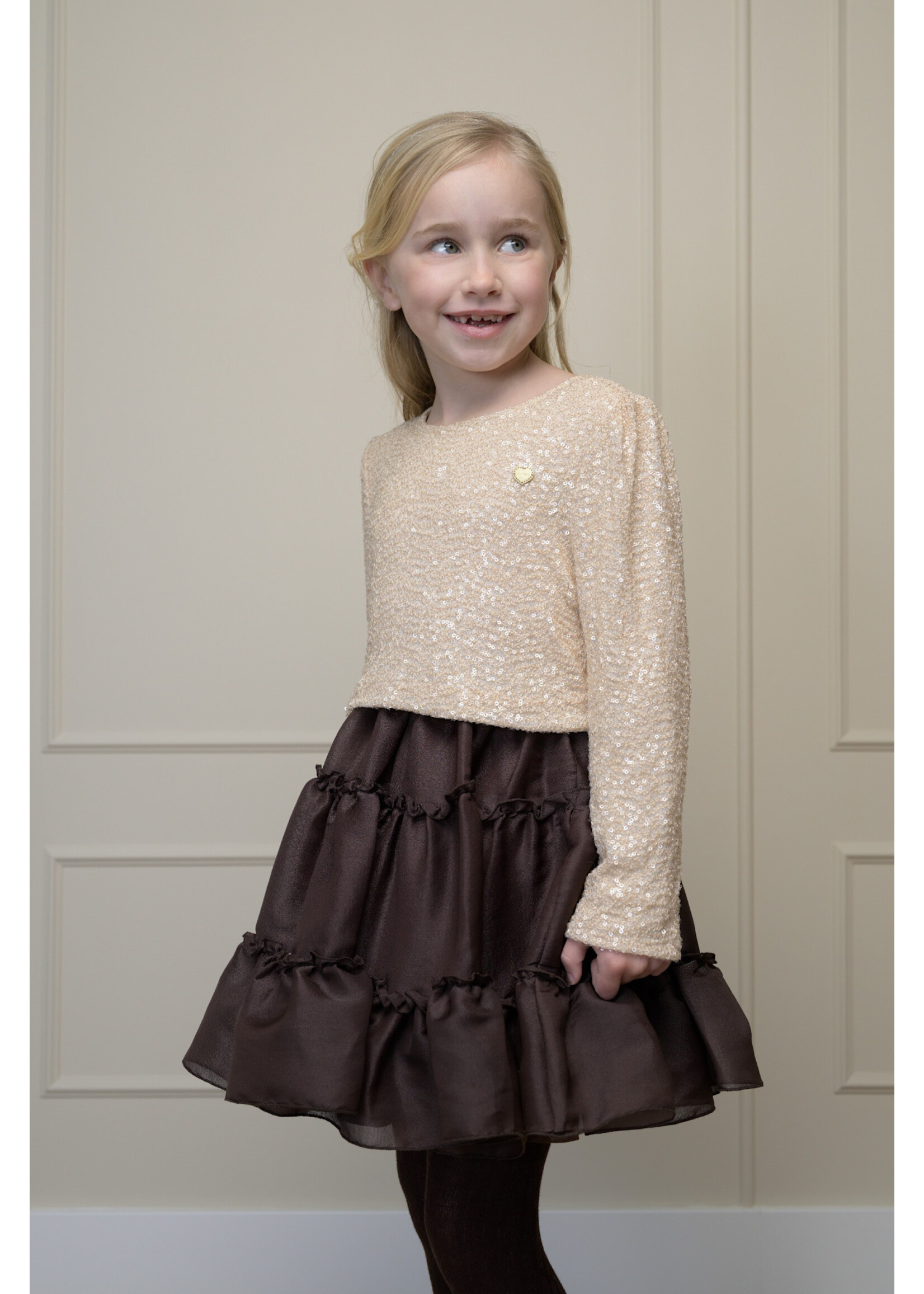 Le Chic Le Chic TREA shimmering tule skirt C608-5750 Chocolate Chip