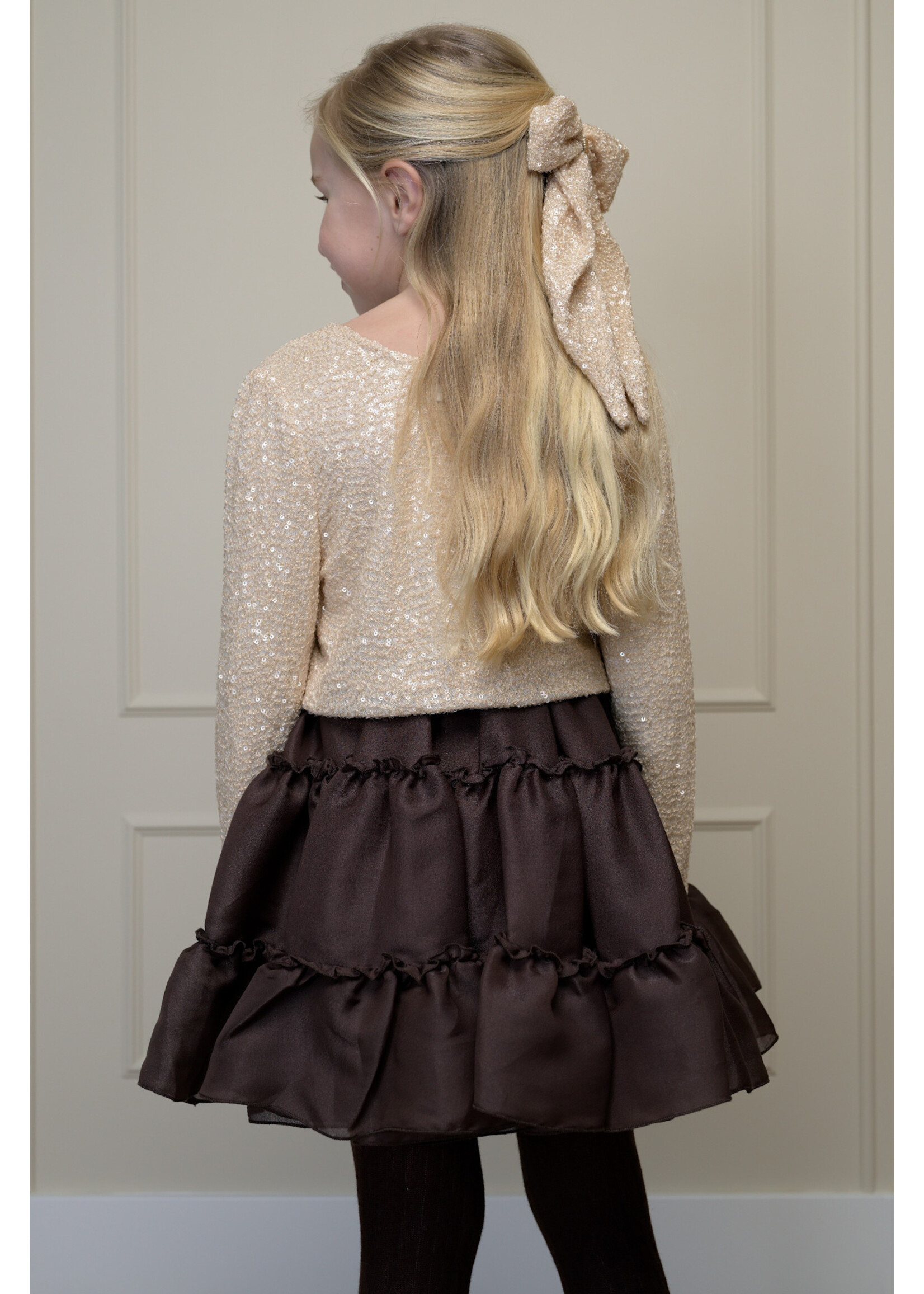 Le Chic Le Chic TREA shimmering tule skirt C608-5750 Chocolate Chip
