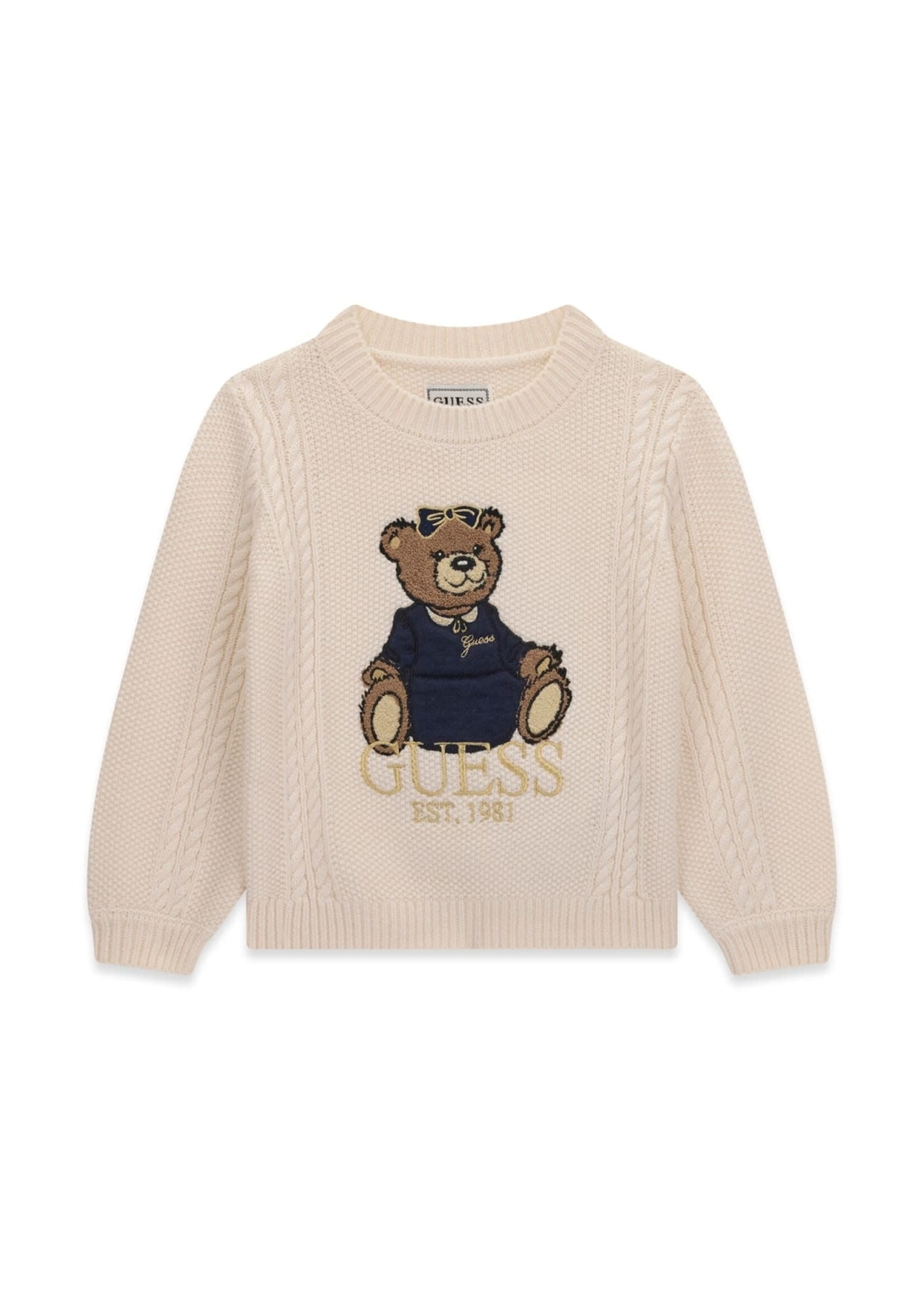 Guess Guess LS SWEATER CREAM WHITE - K6BR07_Z1285