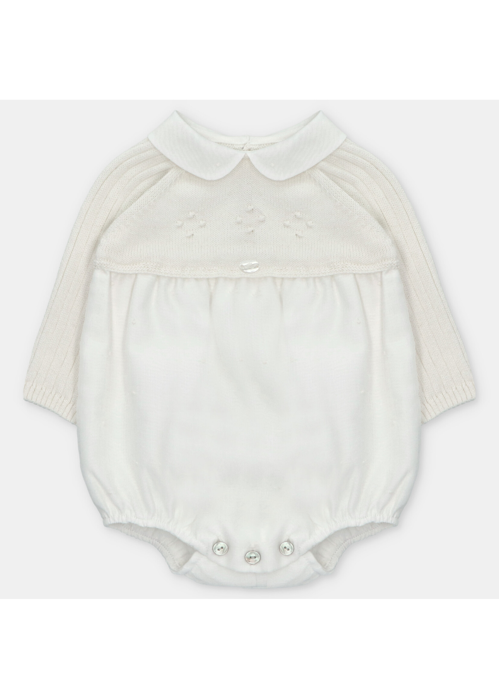 Martin Aranda Martin Aranda SHORT ROMPER KNIT & WOVEN BOY AMIEVA Blanco roto - 001-30320