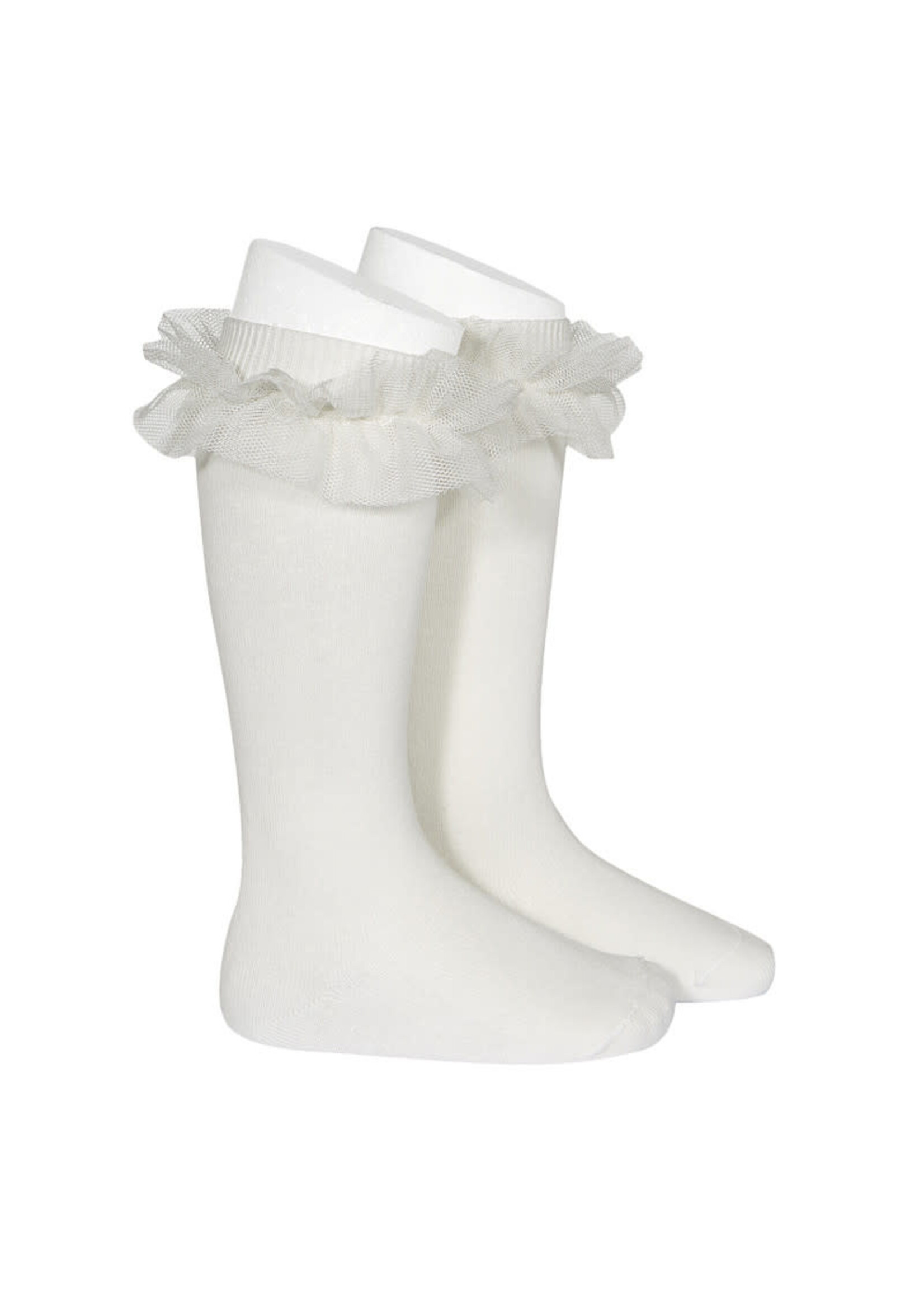 Condor Condor Kniekousen  off white 202 met tuille