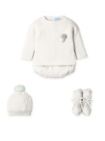 Mac Ilusion Mac Ilusion Traje 4P Corto culotte punto, gorro y patucos "CUCO LEAF TWILL" Crudo B