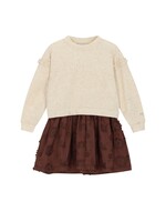 Le Chic Le Chic SABOW bows & bows combi dress C608-5810brown