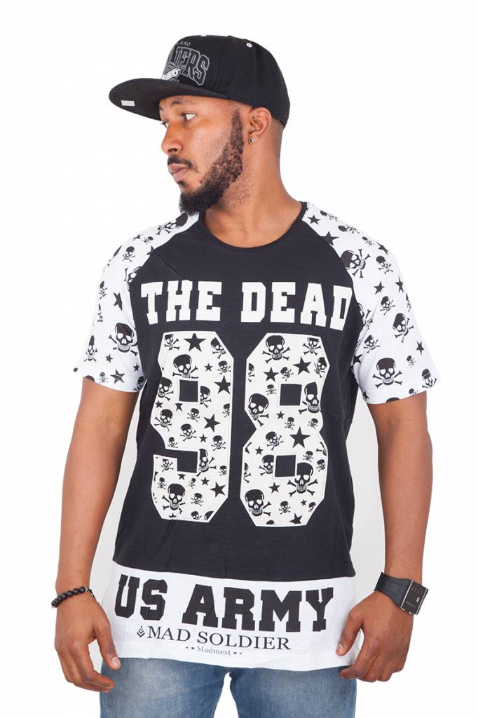 Madmext Men's T-Shirt with Motif The Dead Head 98 Short Sleeve Black / White