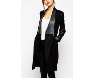 leather sleeve wool coat
