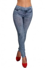 Jaza Fashion Women's Casual Elastic Blue Blending Leggings