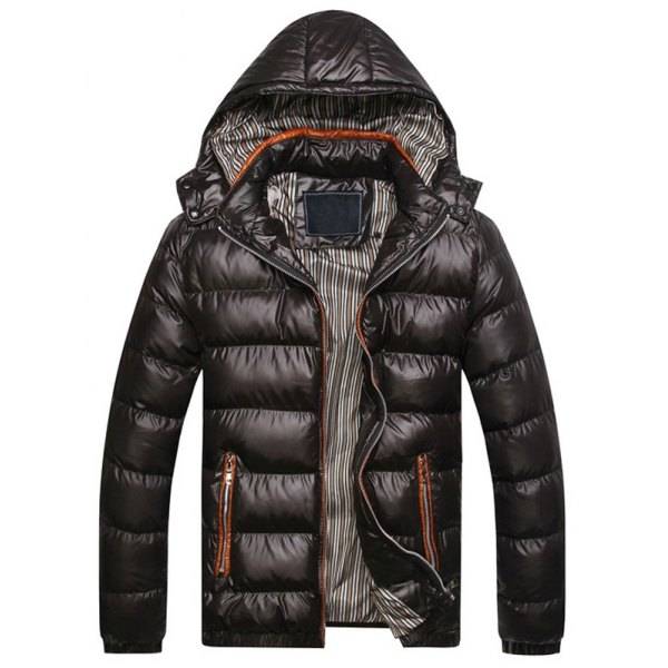 Men's winter jackets with zipper and hood Slim Fit
