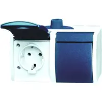 Busch-Jaeger wandcontactdoos 2-voudig randaarde met klapdeksels opbouw Ocean IP44 grijs/blauw (20/2 EW-53-503)