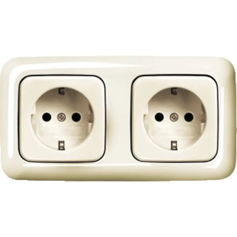 Busch-Jaeger wandcontactdoos 2-voudig randaarde voorbedraad voor duo-inbouwdoos Standaard SI (20-2 EUCJ-212-503)