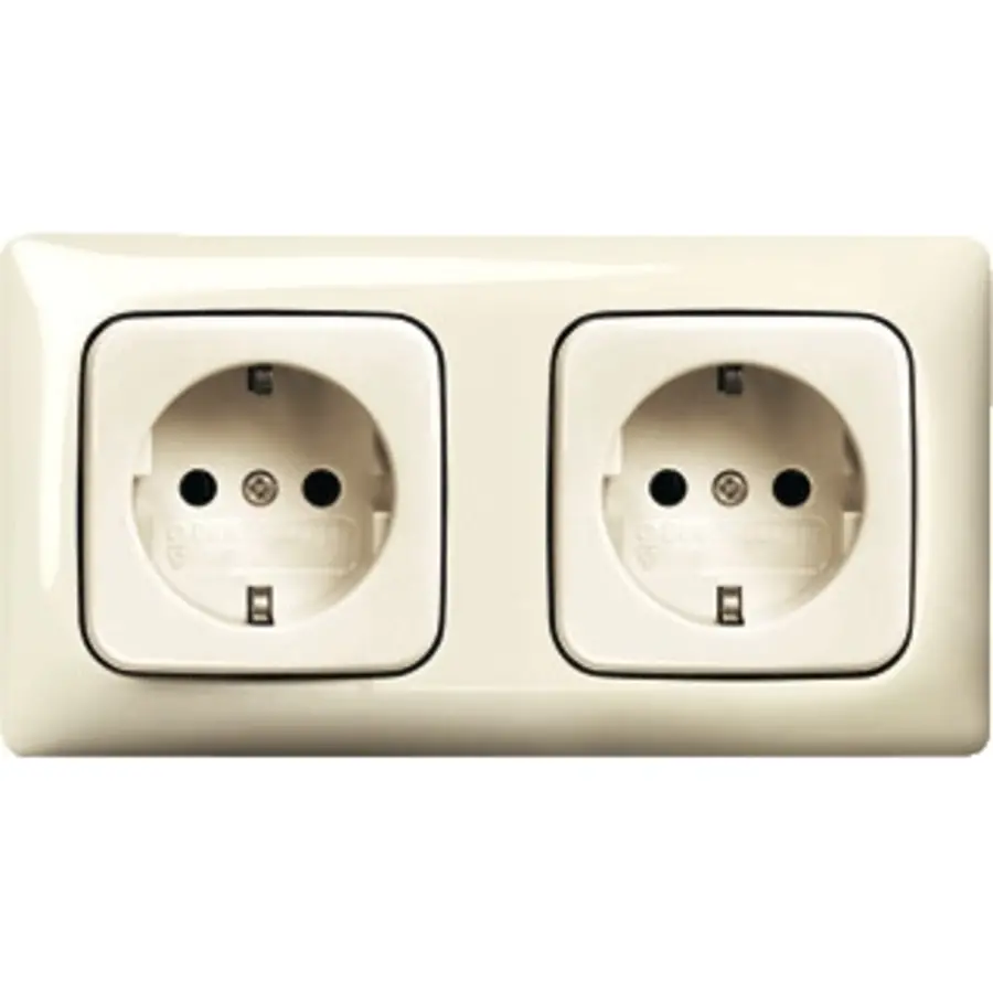 Busch-Jaeger wandcontactdoos 2-voudig randaarde voorbedraad voor duo-inbouwdoos Standaard SI Linear (20-2 EUCJ-212K-503)