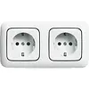 Busch-Jaeger wandcontactdoos 2-voudig randaarde voorbedraad voor duo-inbouwdoos Reflex SI (20-2 EUCJ-214-503)