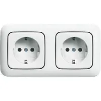 Busch-Jaeger wandcontactdoos 2-voudig randaarde voorbedraad voor duo-inbouwdoos Reflex SI (20-2 EUCJ-214-503)