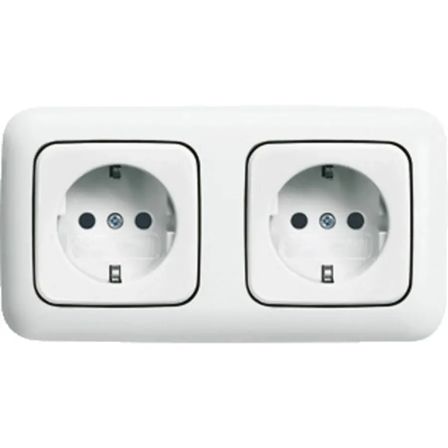 Busch-Jaeger wandcontactdoos 2-voudig randaarde voorbedraad voor duo-inbouwdoos Reflex SI (20-2 EUCJ-214-503)