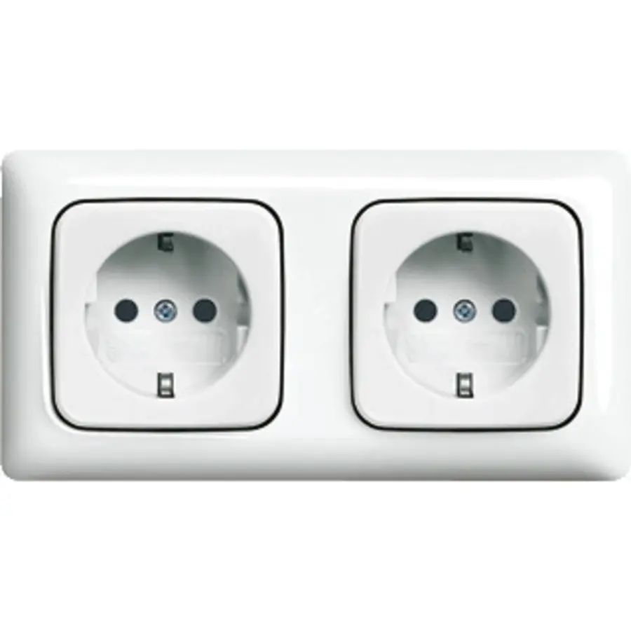 Busch-Jaeger wandcontactdoos randaarde 2-voudig voorbedraad Reflex SI Linear (20-2 EUCJ-214K-503)