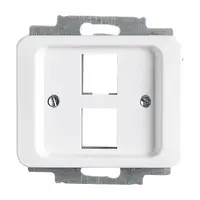 Busch-Jaeger centraalplaat + draagring 2x modular jack Alpha studiowit glans OP=OP (2561-02-24G)