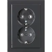 Busch-Jaeger wandcontactdoos 2-voudig randaarde Safety+ voor ovale 1,5 inbouwdoos Future Linear antraciet glans (302EUJT-81)