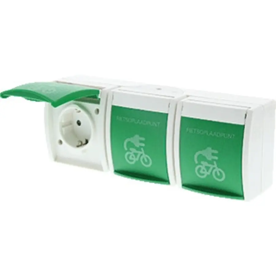 Busch-Jaeger wandcontactdoos 3-voudig fietsoplaadpunt Ocean IP44 (2300/3 EBW-54 F)