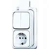 Busch-Jaeger combinatie serieschakelaar/wandcontactdoos met randaarde K/P-25 opbouw AP plus wit (2601/5/2300 EAPJW)
