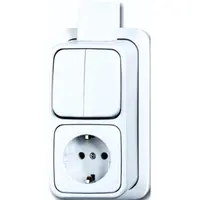 Busch-Jaeger combinatie serieschakelaar/wandcontactdoos met randaarde K/P-25 opbouw AP plus wit (2601/5/2300 EAPJW)