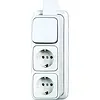 Busch-Jaeger combinatie wisselschakelaar/2x wandcontactdoos RA K/P-25 opbouw AP plus wit (2601/6/2300/2EAPJW)