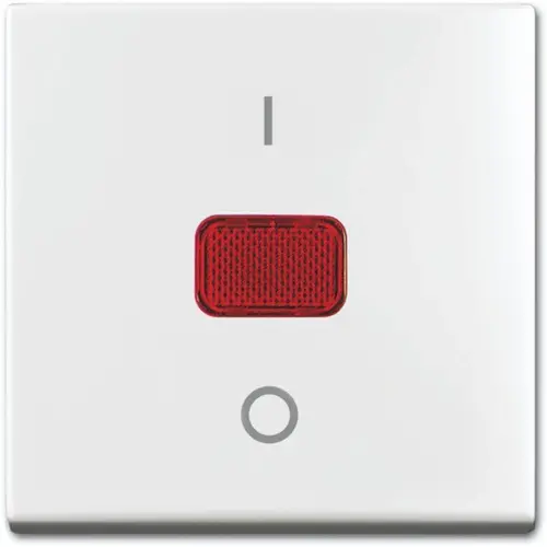 Busch-Jaeger schakelwip met groot rood controlevenster en opdruk 0–1 Balance SI wit glans (2508-914)