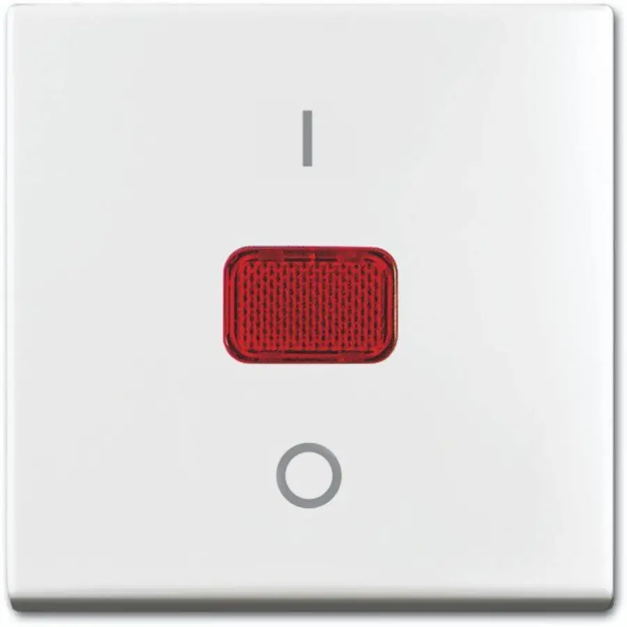 Busch-Jaeger schakelwip met rood controlevenster en opdruk 0–1 Balance SI wit glans (2508-914)