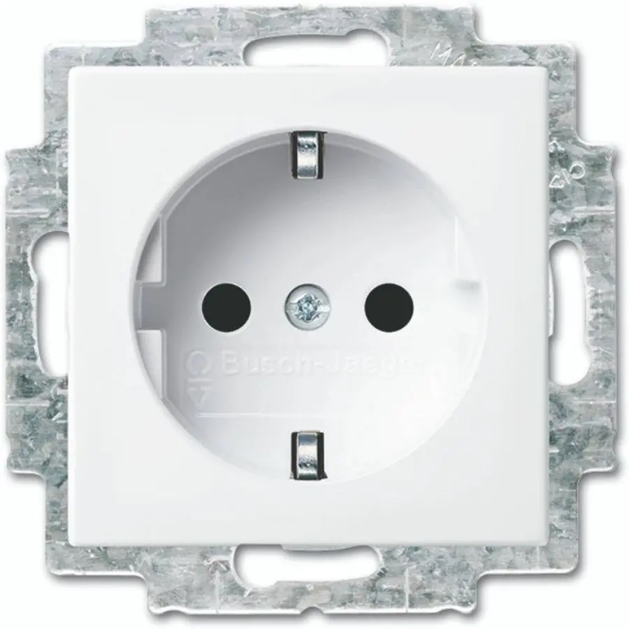 Busch-Jaeger wandcontactdoos randaarde Safety+ met LED-oriëntatieverlichting Balance SI wit glans (20 EUCBLI-914)