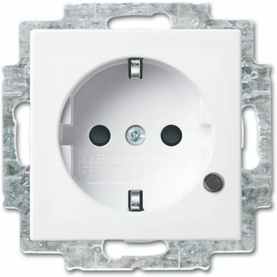 Busch-Jaeger wandcontactdoos randaarde Safety+ met LED-controleverlichting Balance SI wit glans (20 EUCBL-914)