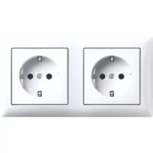 Busch-Jaeger wandcontactdoos 2-voudig randaarde voorbedraad voor duo-inbouwdoos Balance SI (20-2 EUCJ-914-503)