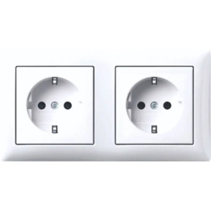 Busch-Jaeger wandcontactdoos 2-voudig randaarde voorbedraad voor duo-inbouwdoos Balance SI (20-2 EUCJ-914-503)