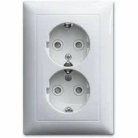 Busch-Jaeger wandcontactdoos 2-voudig randaarde Safety+ voor ovale 1,5 inbouwdoos Balance SI wit glans (302EUJT-914)