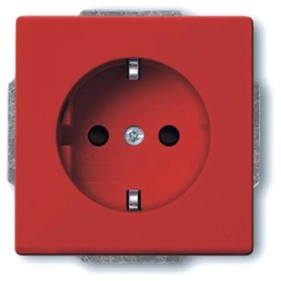 Busch-Jaeger wandcontactdoos met randaarde kindveilig Future Linear rood (20 EUCKS-12-82-101)