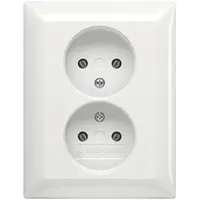 Busch-Jaeger wandcontactdoos 2-voudig zonder randaarde voor enkele inbouwdoos Balance SI wit glans (202 UJR-914)