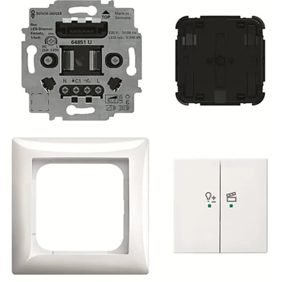 Busch-Jaeger LED-dimmersokkel flex 1-voudig complete set met bedieningselement draadloos Balance SI (62851 UJ-914-WL)
