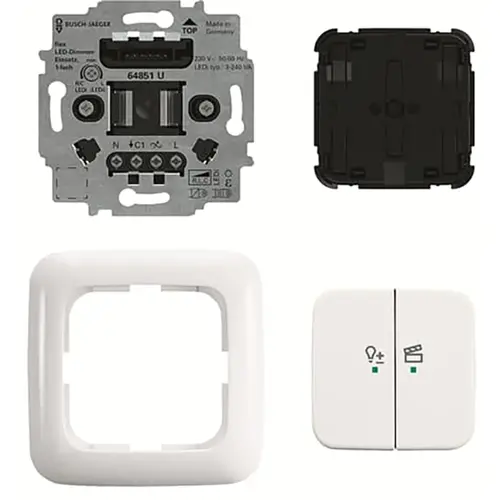 Busch-Jaeger LED-dimmersokkel flex 1-voudig complete set met bedieningselement draadloos Reflex SI (62851 UJ-214-WL)