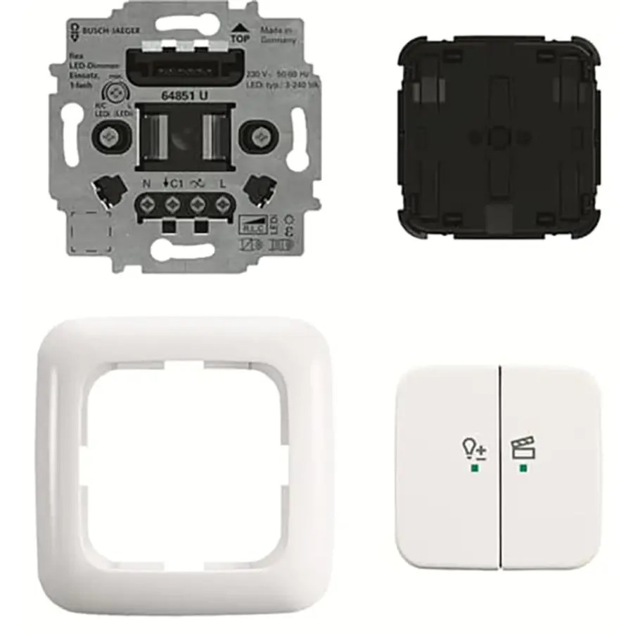 Busch-Jaeger LED-dimmersokkel flex 1-voudig complete set met bedieningselement draadloos Reflex SI (62851 UJ-214-WL)