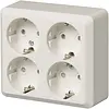 Busch-Jaeger opbouw wandcontactdoos 4-voudig randaarde wit (404EA)
