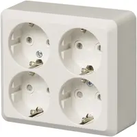 Busch-Jaeger opbouw wandcontactdoos 4-voudig randaarde wit (404EA)