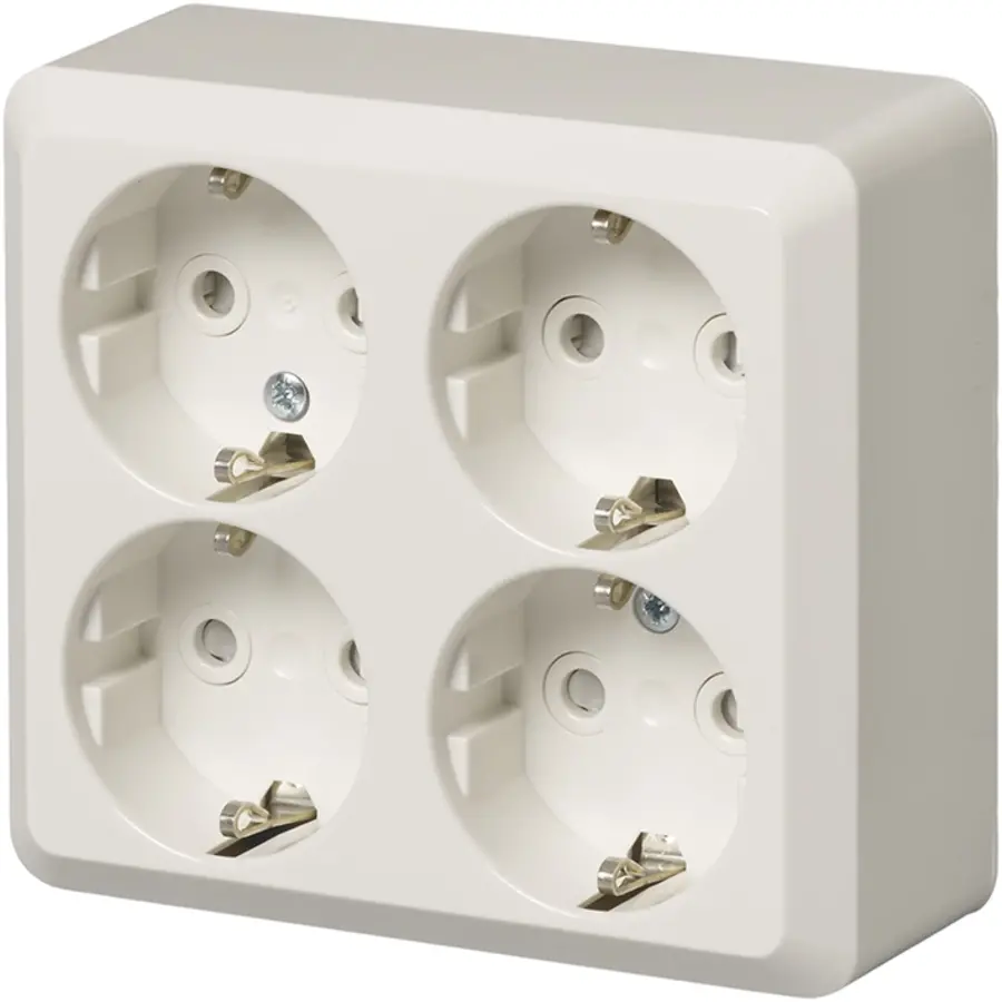 Busch-Jaeger opbouw wandcontactdoos randaarde 4-voudig wit (404EA)