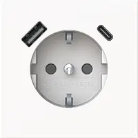 Busch-Jaeger wandcontactdoos randaarde Safety+ met USB A en C Art Linear studiowit glans (20 EUCB2USBAC-44G)