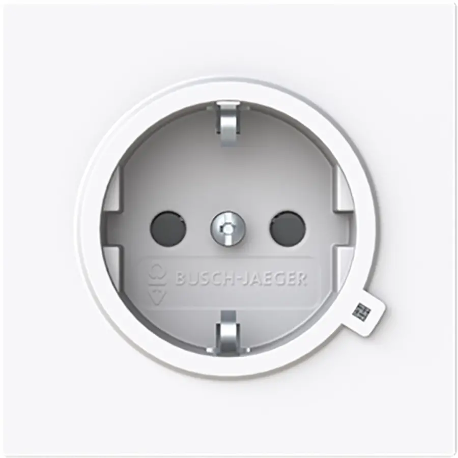 Busch-Jaeger wandcontactdoos randaarde kindveilig met LED controleverlichting Art Linear studiowit glans (20 EUCBL-44G)