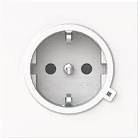 Busch-Jaeger wandcontactdoos randaarde kindveilig met LED controleverlichting Art Linear studiowit mat (20 EUCBL-44M)