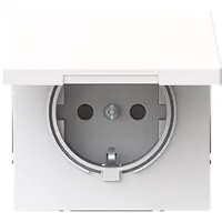 Busch-Jaeger wandcontactdoos randaarde Safety+ met klapdeksel Art Linear studiowit glans (20 EUKBR-44G)