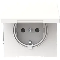 Busch-Jaeger wandcontactdoos randaarde Safety+ met klapdeksel Art Linear studiowit mat (20 EUKBR-44M)