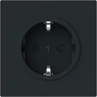 Busch-Jaeger wandcontactdoos randaarde Safety+ schroefklemmen Art Linear zwart mat (23 EUCB-45M)