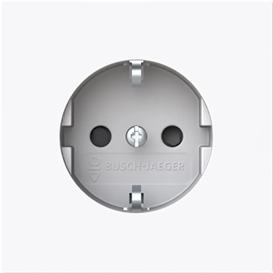Busch-Jaeger wandcontactdoos randaarde Safety+ vlakke front Art Linear studiowit glans (20 EUCB-F-44G)