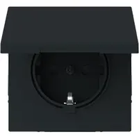 Busch-Jaeger wandcontactdoos randaarde Safety+ met klapdeksel Art Linear zwart mat (20 EUKBR-45M)