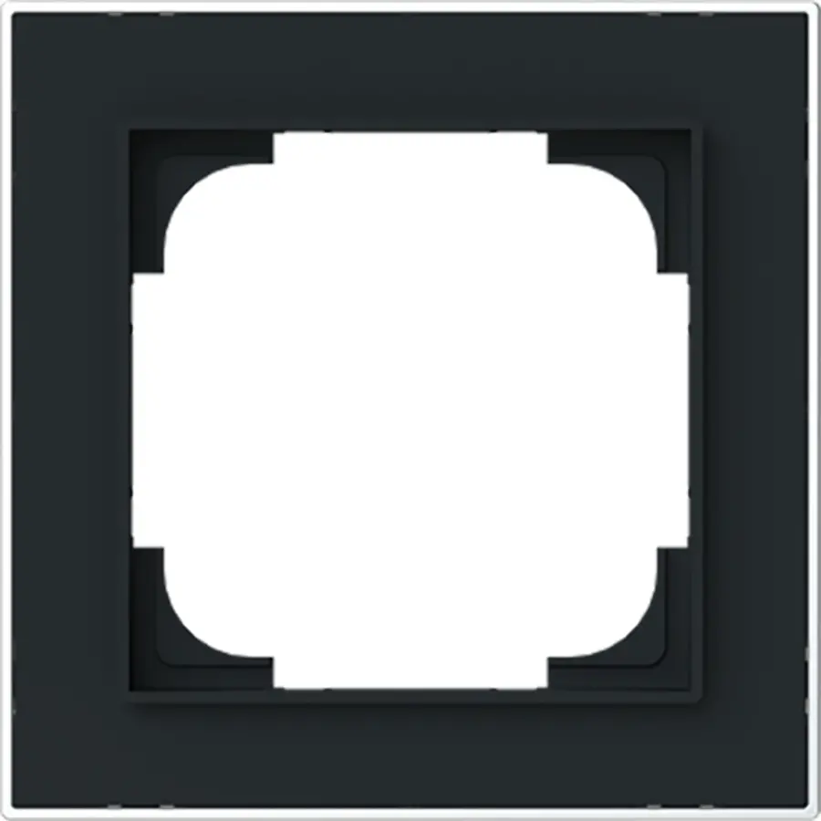 Busch-Jaeger afdekraam 1-voudig Art Linear zwart mat sierring chroom (1721-456M)