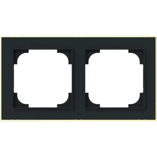 Busch-Jaeger afdekraam 2-voudig Art Linear zwart mat sierring goudkleurig (1722-453M) Busch-Jaeger afdekraam 2-voudig Art Linear zwart mat sierring goudkleurig (1722-453M)